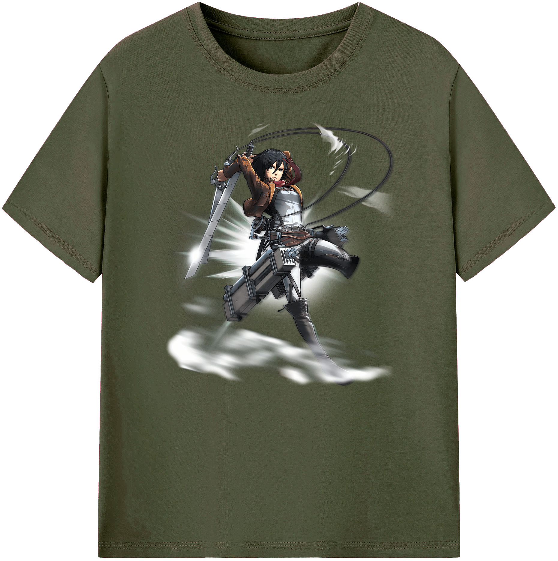 （画像用） 進撃の巨人 ミカサ·アッカーマン Attack on Titan Mikasa Ackerman 綿100％ メンズ半袖Tシャツ｜肌触りやわらか＆通気性